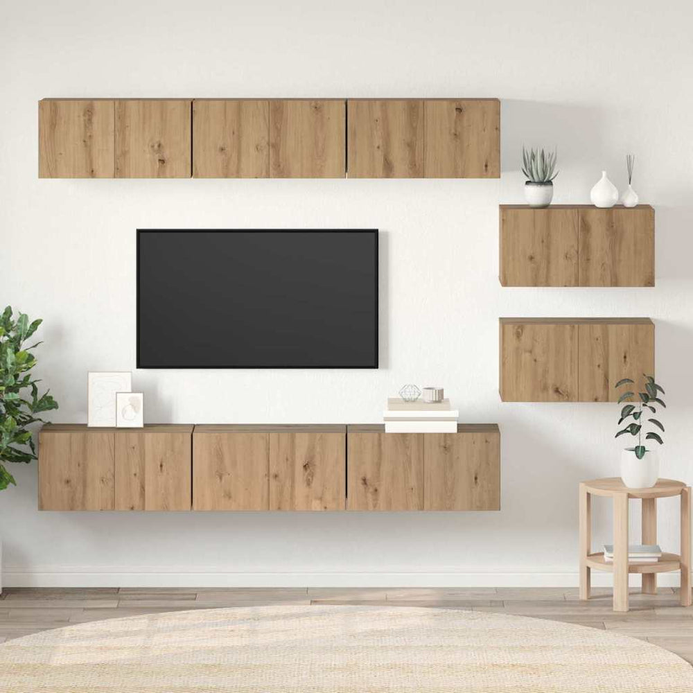 Wandmontiertes TV-Schrankset Artisan-Eiche