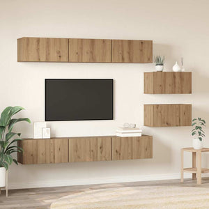 Wandmontiertes TV-Schrankset Artisan-Eiche