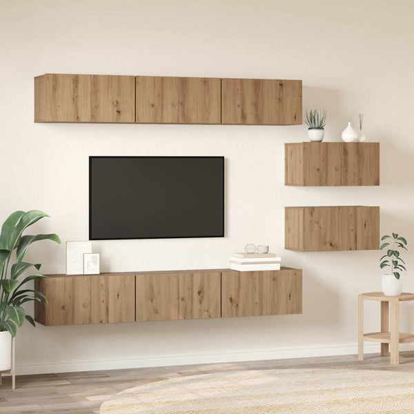 Wandmontiertes TV-Schrankset Artisan-Eiche