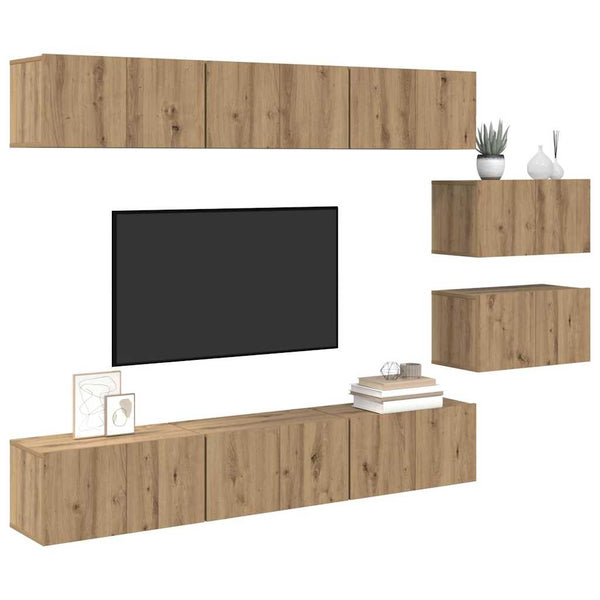 Wandmontiertes TV-Schrankset Artisan-Eiche