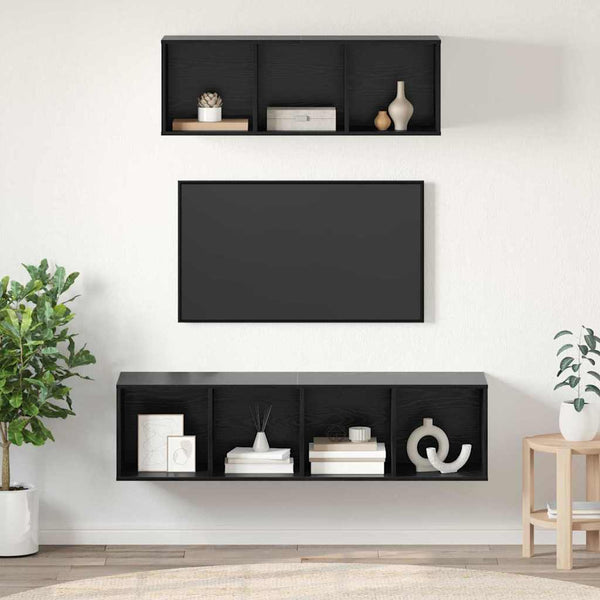 TV-Schrankset Schwarz Eichen-Optik