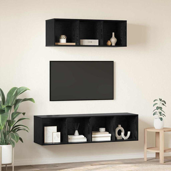 TV-Schrankset Schwarz Eichen-Optik