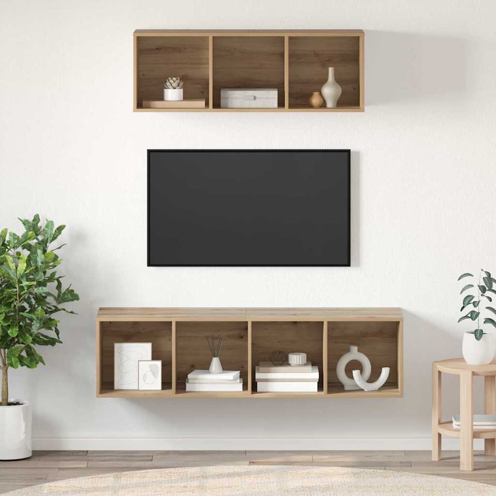 Wandmontiertes TV-Schrankset Eiche
