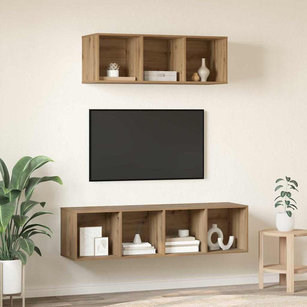 Wandmontiertes TV-Schrankset Eiche