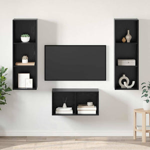 TV-Schrankset, Schwarz Eichen-Optik, 107 cm
