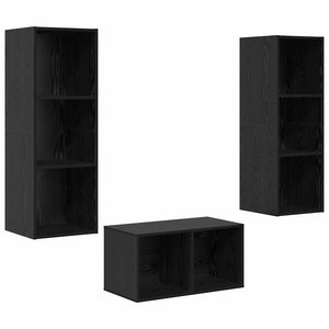 TV-Schrankset, Schwarz Eichen-Optik, 107 cm