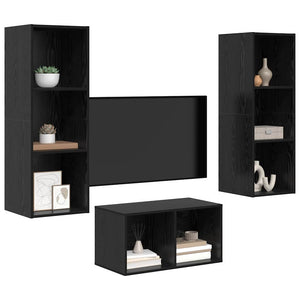 TV-Schrankset, Schwarz Eichen-Optik, 107 cm