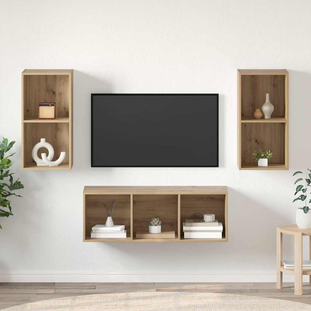 TV-Schrank Set Artisan-Eiche 37x37x107 cm