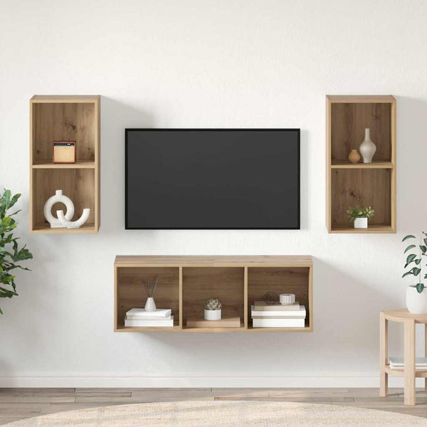 TV-Schrank Set Artisan-Eiche 37x37x107 cm