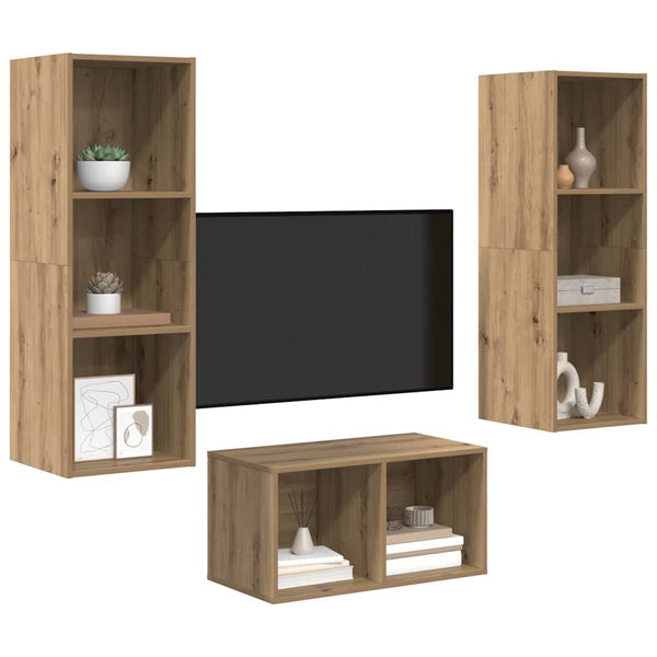 TV-Schrank Set Artisan-Eiche 37x37x107 cm