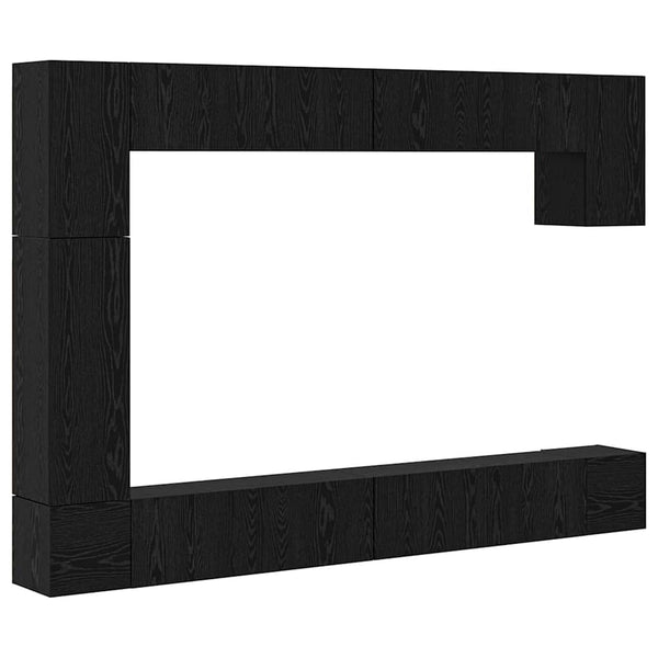 vidaXL Meuble TV 9 pcs Noir aspect chêne Aggloméré