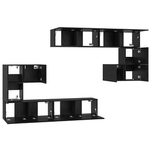 TV-Einheiten 4er Set Schwarz Eichenoptik