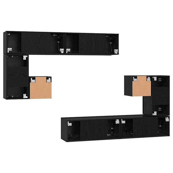TV-Einheiten 4er Set Schwarz Eichenoptik