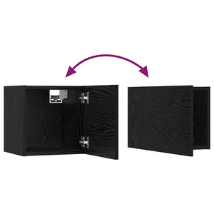 TV-Einheiten 4er Set Schwarz Eichenoptik