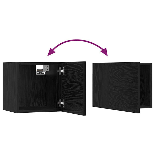 TV-Einheiten 4er Set Schwarz Eichenoptik