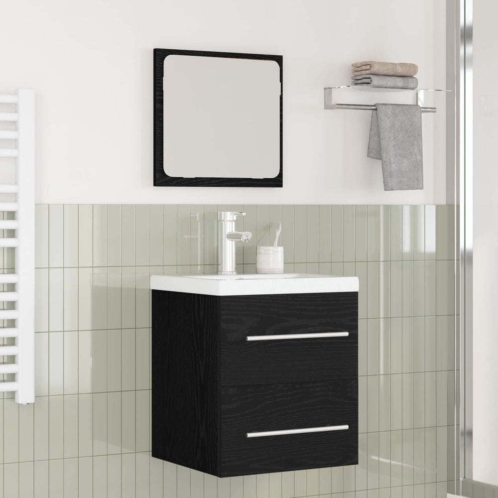 vidaXL Ensemble de meubles de salle de bain 2 pcs Noir aspect chêne Aggloméré