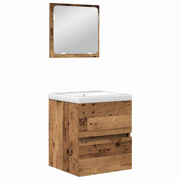 Badezimmermöbel Set Holzoptik mit Spiegel