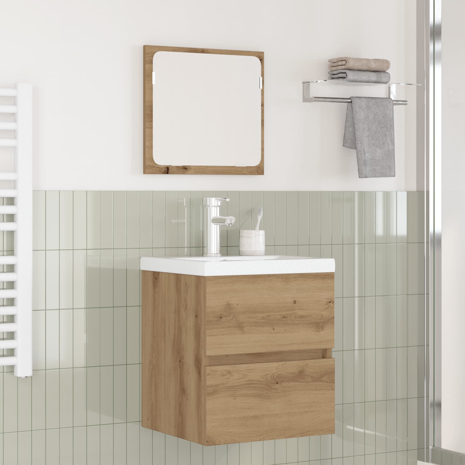 vidaXL Ensemble de meubles de salle de bain 2 pcs Chêne artisan et blanc Bois d'ingénierie