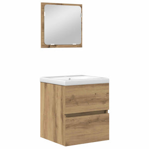 vidaXL Ensemble de meubles de salle de bain 2 pcs Chêne artisan et blanc Bois d'ingénierie