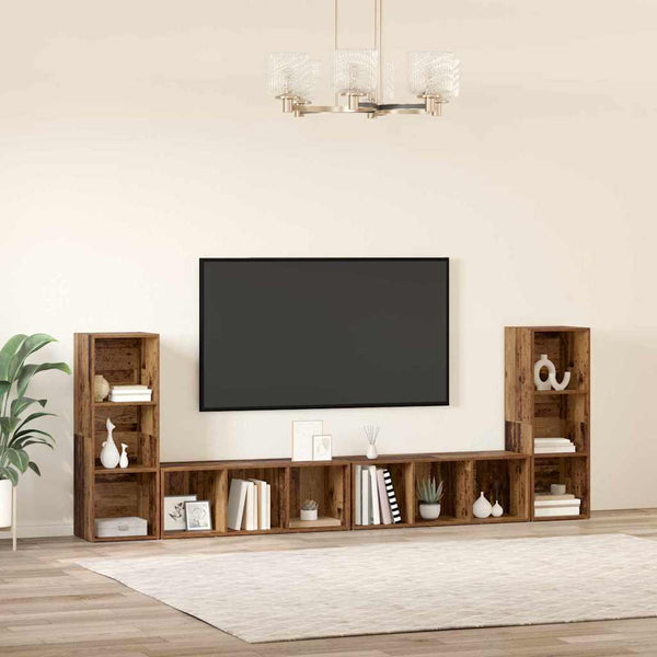 vidaXL Meuble TV 4 pcs en bois de récupération 37 x 35 x 107 cm Bois d'ingénierie