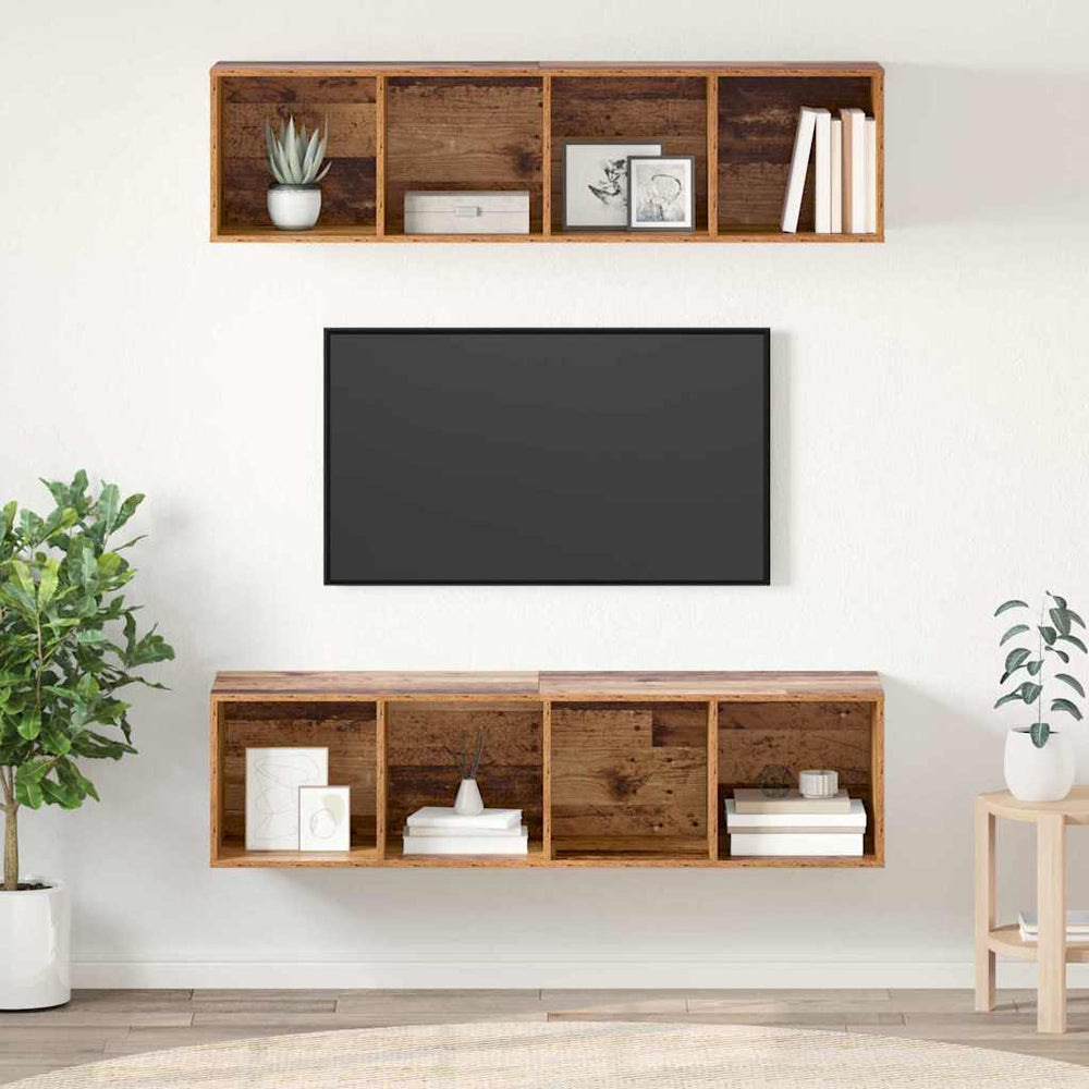 TV-Schrank Set Altholz Wandmontage