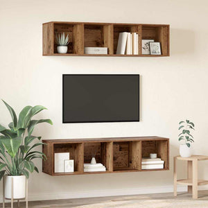 TV-Schrank Set Altholz Wandmontage