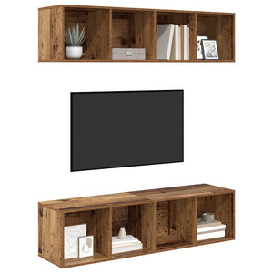 TV-Schrank Set Altholz Wandmontage