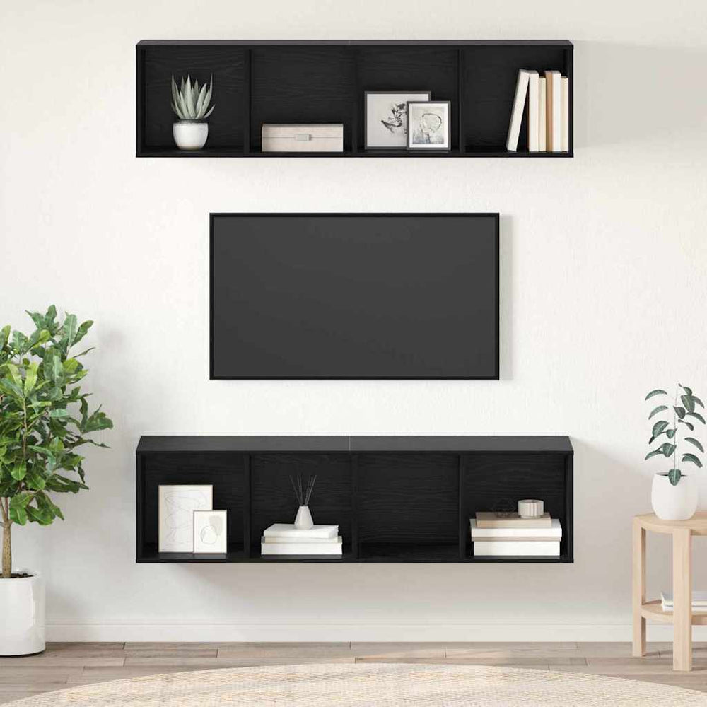 TV-Schrankset, Schwarz Eichen-Optik, 2-teilig