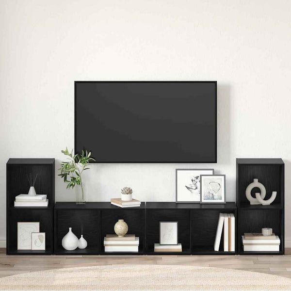 TV-Schrank Set 4-teilig Schwarz Eichen-Optik