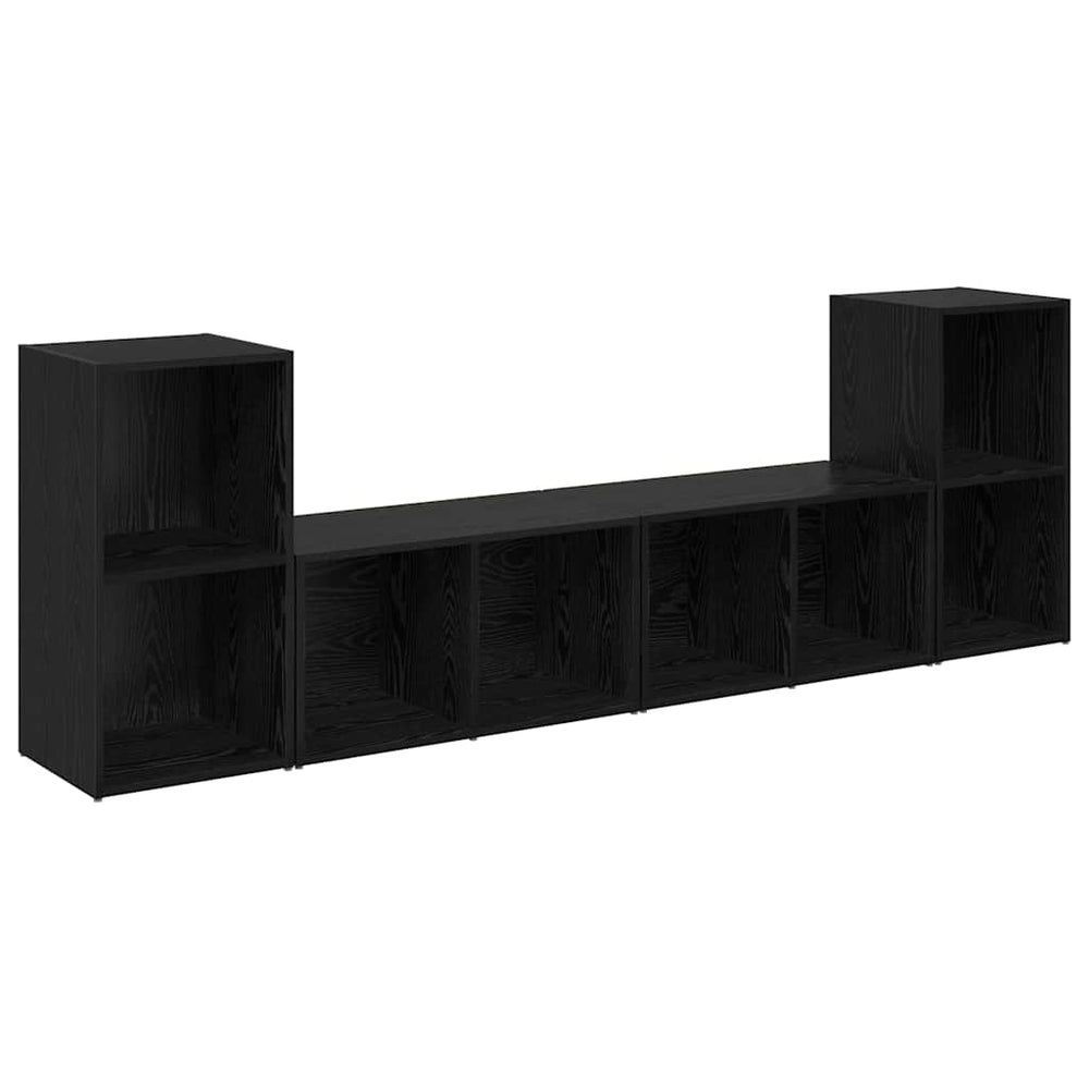TV-Schrank Set 4-teilig Schwarz Eichen-Optik