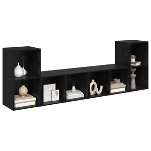 TV-Schrank Set 4-teilig Schwarz Eichen-Optik