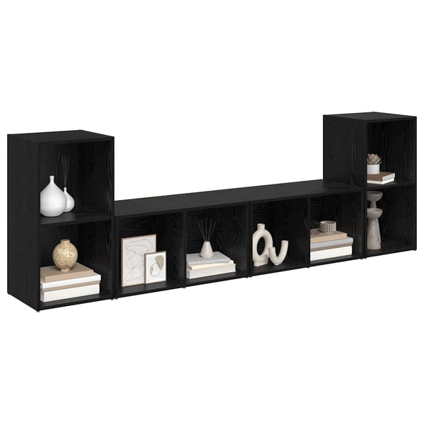 TV-Schrank Set 4-teilig Schwarz Eichen-Optik