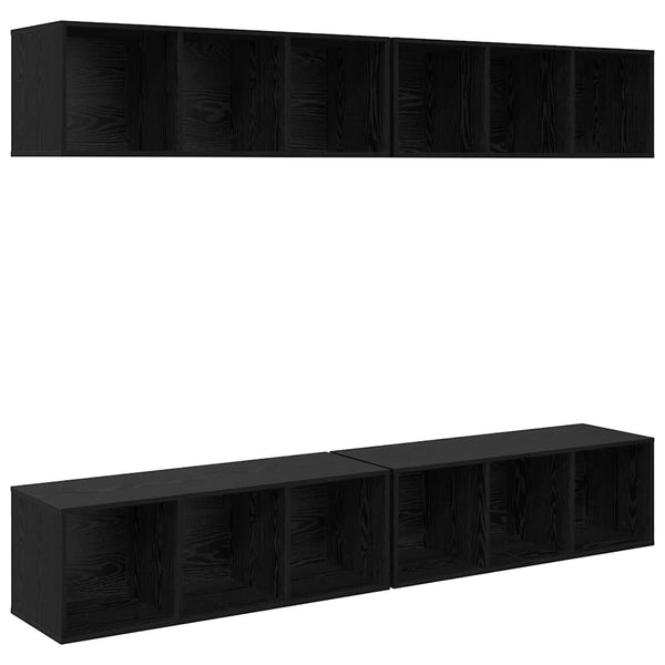 TV-Schrank Set Schwarz Eichen-Optik, 4-teilig