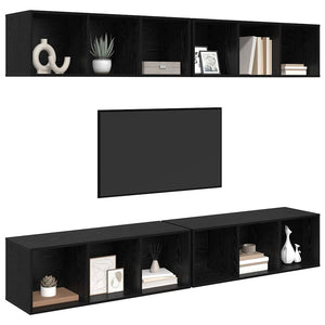 TV-Schrank Set Schwarz Eichen-Optik, 4-teilig