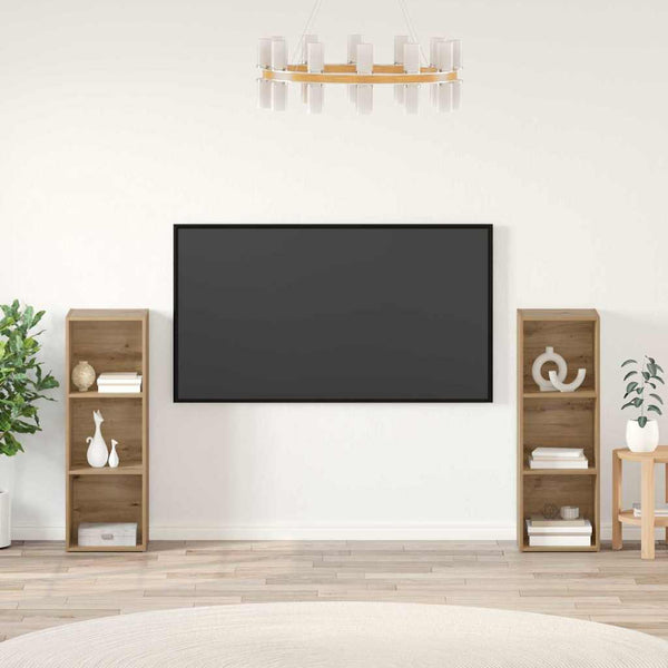 Wandmontiertes TV-Schrankset, Artisan-Eiche, 2-teilig