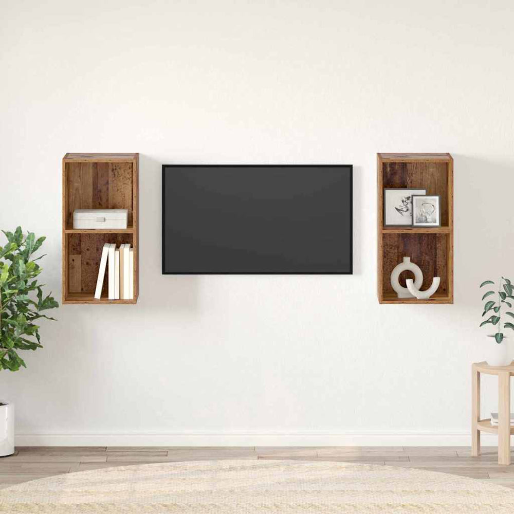 TV-Schrank Set Altholz 2er