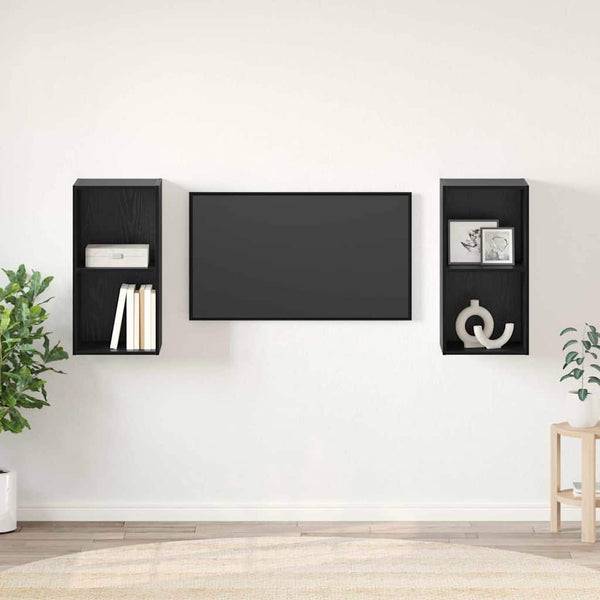 TV-Schrank Set 2er Schwarz Eiche