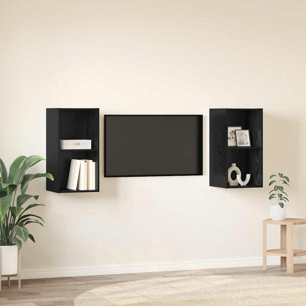 TV-Schrank Set 2er Schwarz Eiche