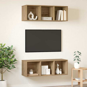 Wandmontiertes TV-Schrankset Artisan-Eiche