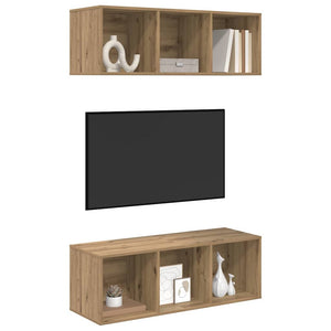 Wandmontiertes TV-Schrankset Artisan-Eiche