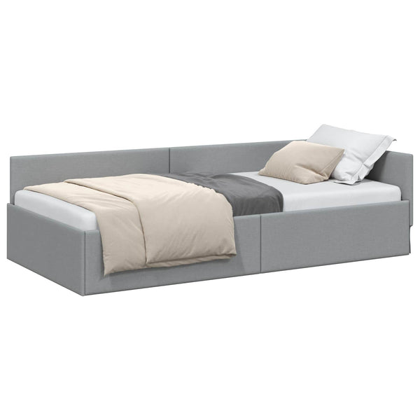 Eckbettgestell Stoff Hellgrau 80x200 cm