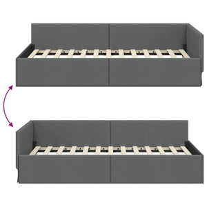 Eckbettgestell Stoff Dunkelgrau 80x200 cm