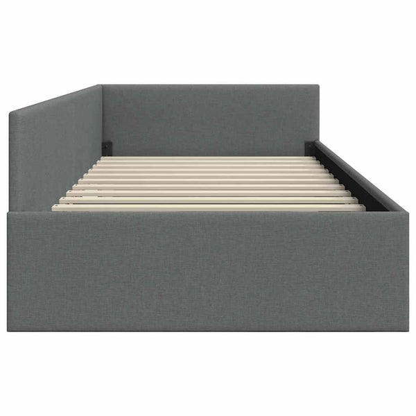 Eckbettgestell Stoff Dunkelgrau 80x200 cm