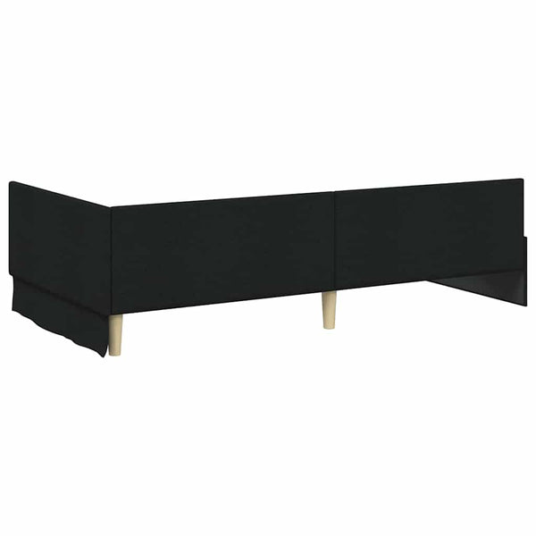 Schwarzes Eckbettgestell mit Kopfteil 80x200 cm