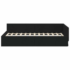 Schwarzes Eckbettgestell mit Kopfteil 80x200 cm