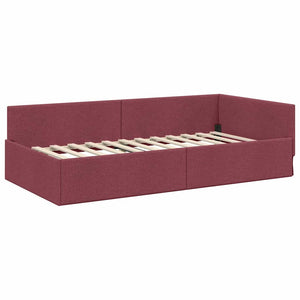 Weinrotes Eckbettgestell mit Kopfteil 80x200 cm