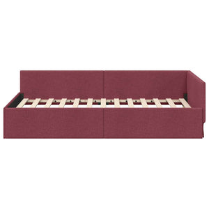 Weinrotes Eckbettgestell mit Kopfteil 80x200 cm