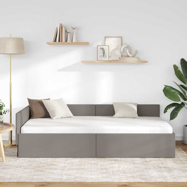 Eckbettgestell Stoff Taupe 80x200 cm