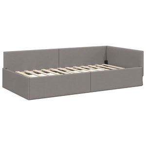 Eckbettgestell Stoff Taupe 80x200 cm