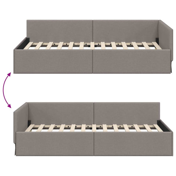 Eckbettgestell Stoff Taupe 80x200 cm